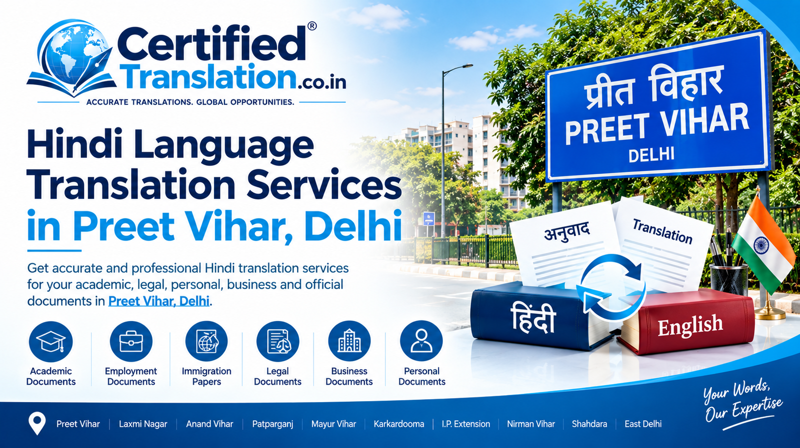 Hindi Language Translation Services in Preet Vihar, Delhi