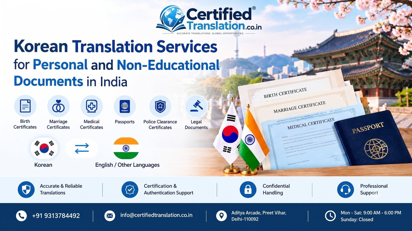 Korean Translation Services for Personal and Non-Educational Documents in India