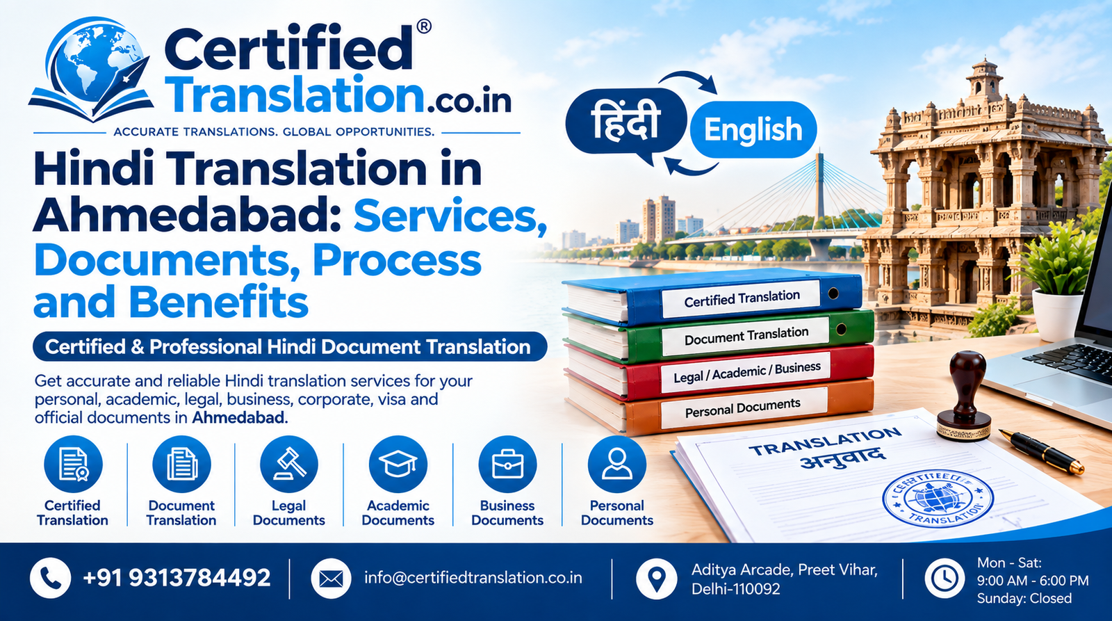 Hindi Translation in Ahmedabad: Services, Documents, Process and Benefits