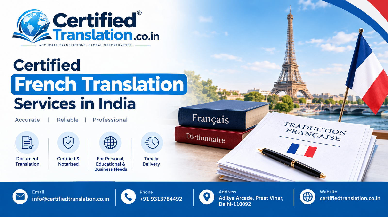 Certified French Translation Services in India