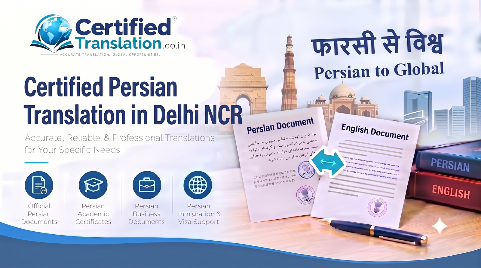 Certified Persian Translation Service in Delhi