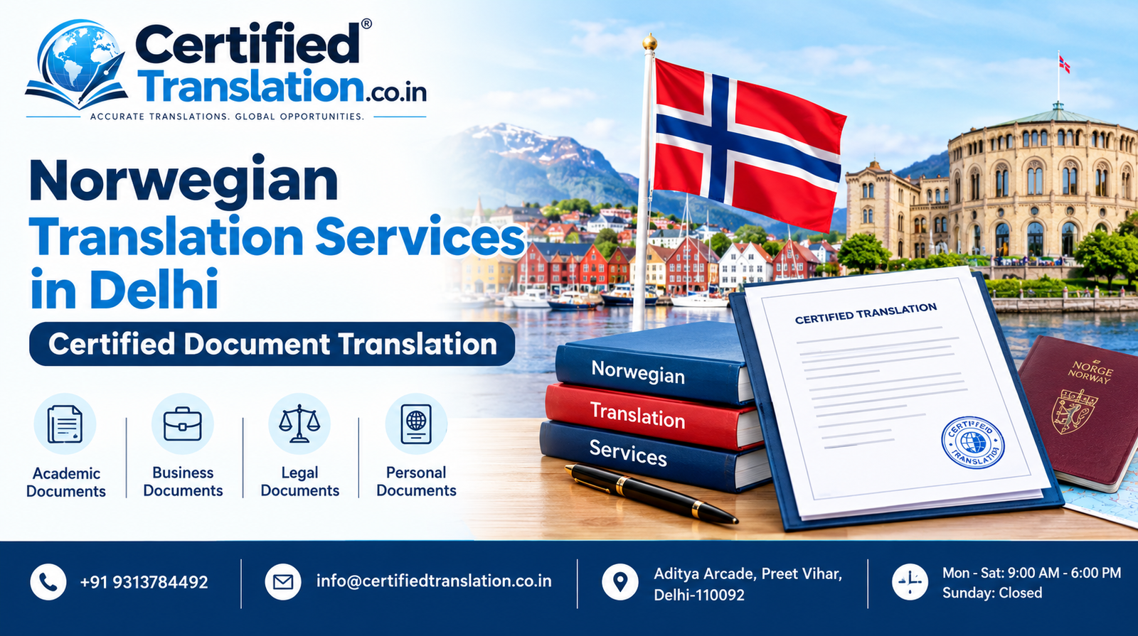 Norwegian Translation Services in Delhi: Certified Document Translation
