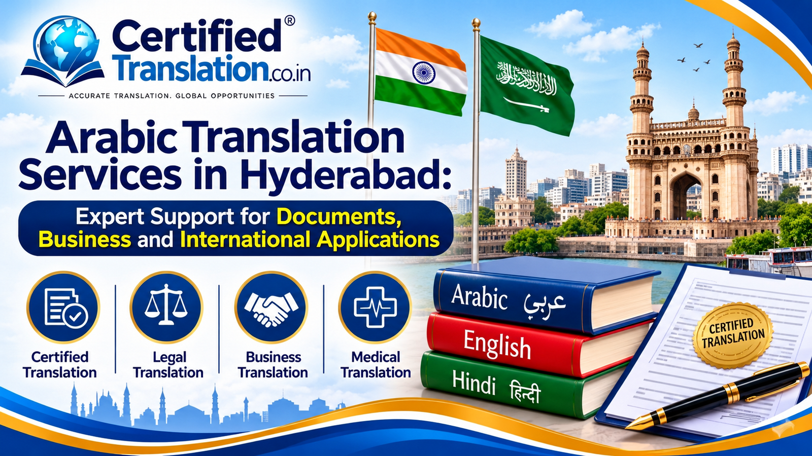Arabic Translation Services in Hyderabad by CertifiedTranslation for legal, business and official documents
